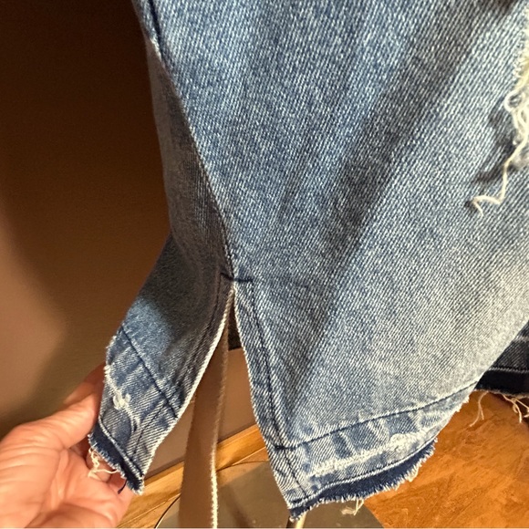 Sandrine Rose x Free People Distressed Open Front Denim Kimono Jacket size small - Picture 8 of 13